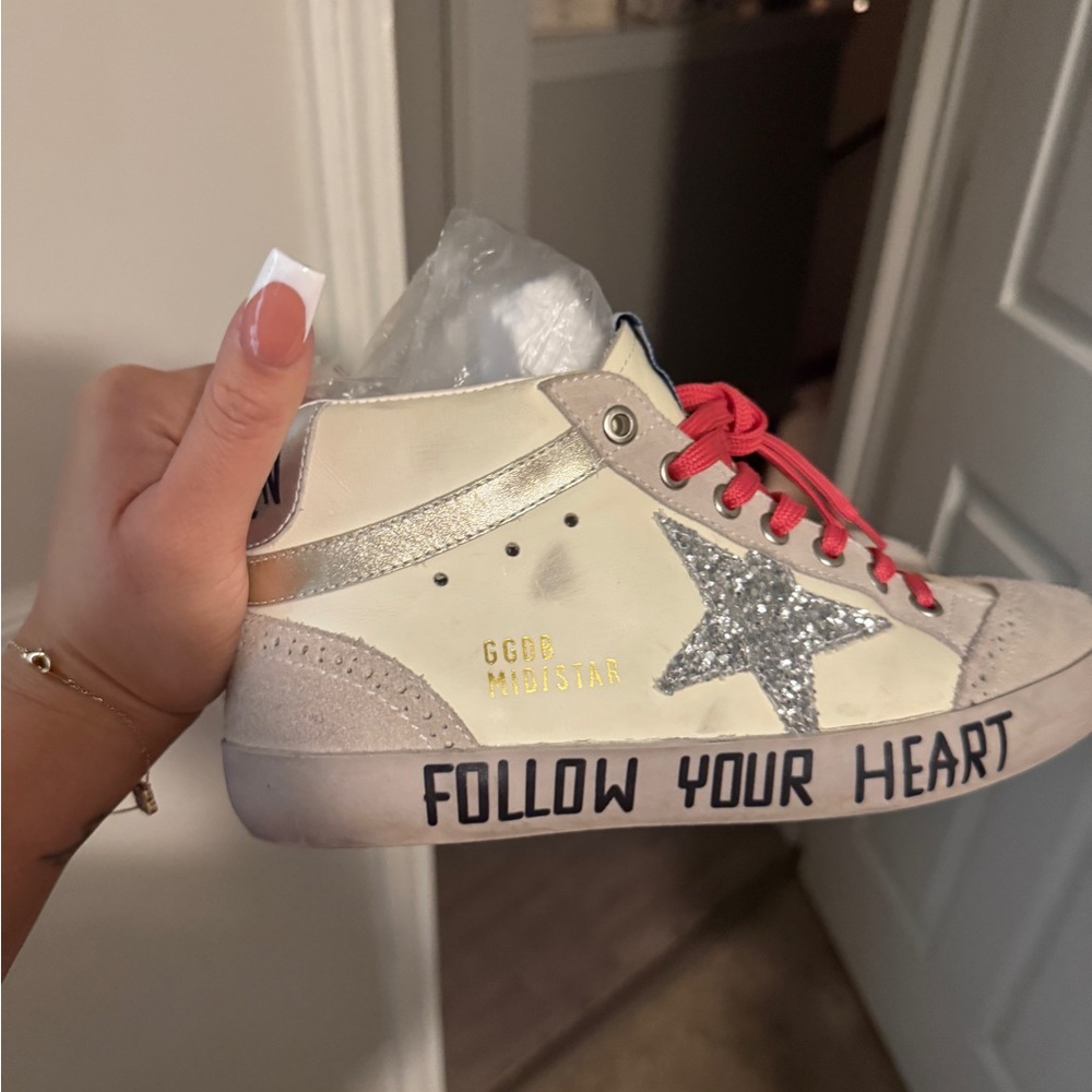 Golden Goose Women's High-Top Sneakers - White and Pink- Size EU 41